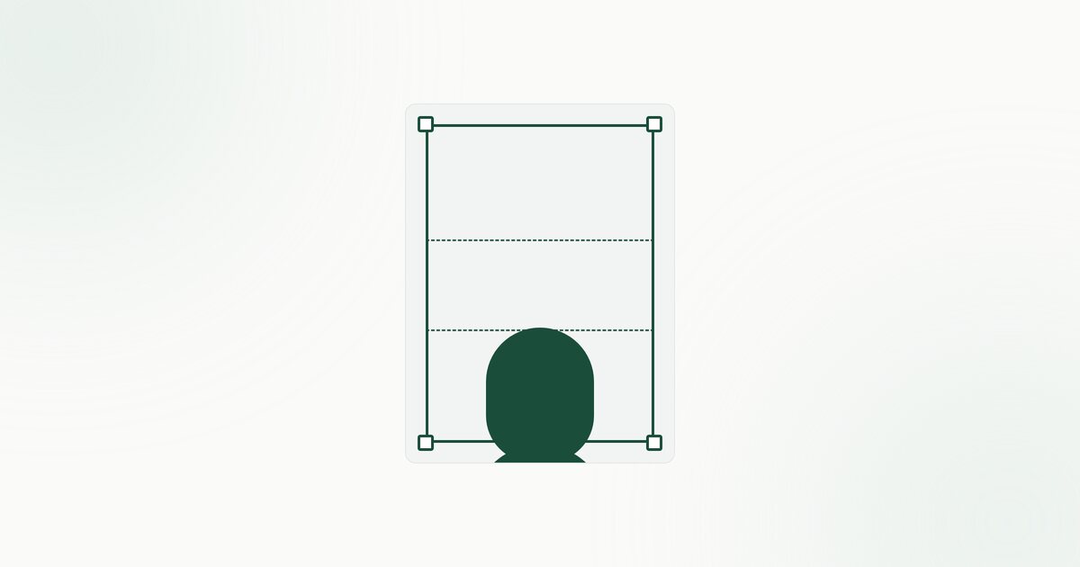 A portrait crop frame with head-position and eye-line guides for a passport photo