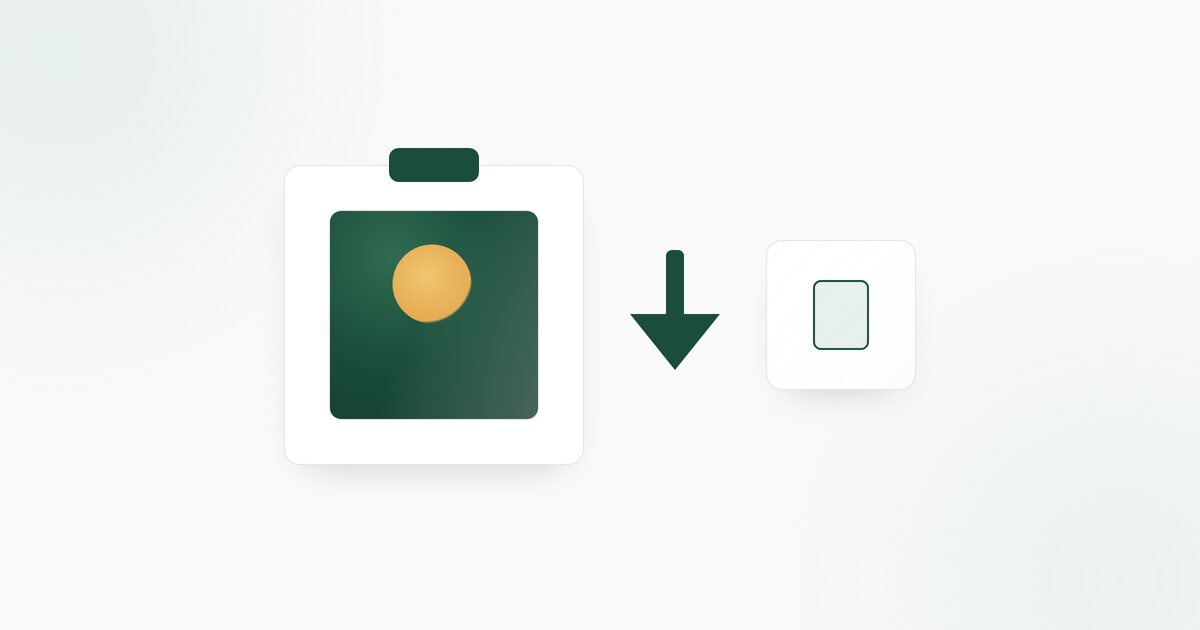 A pasted clipboard image with a bold download arrow saving it as a file
